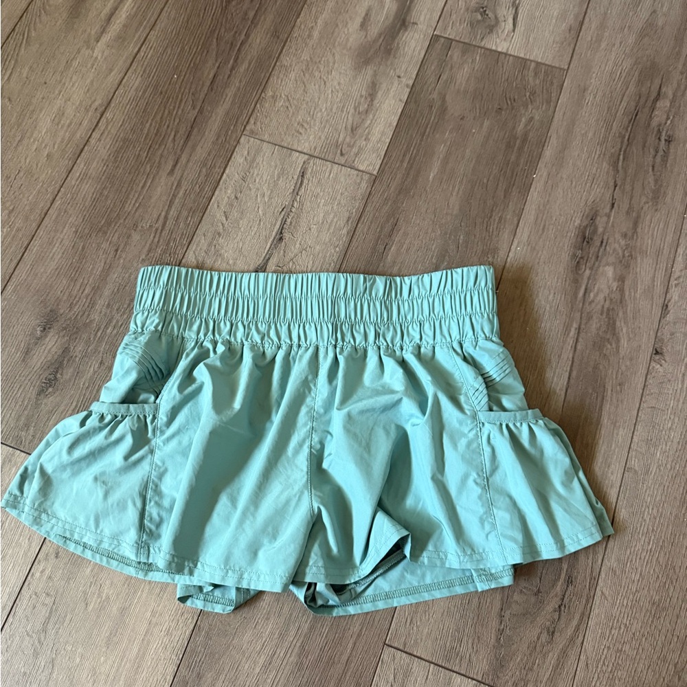 Free People Light Blue Get Your Flirt On Shorts